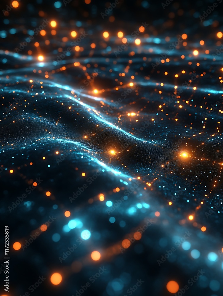 Obraz premium Abstract glowing wave particles. (2)