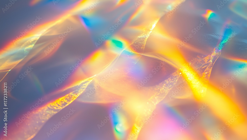 Rainbow Light Patterns on Glass Against White Background Rainbow Light Patterns on Glass Against White Background