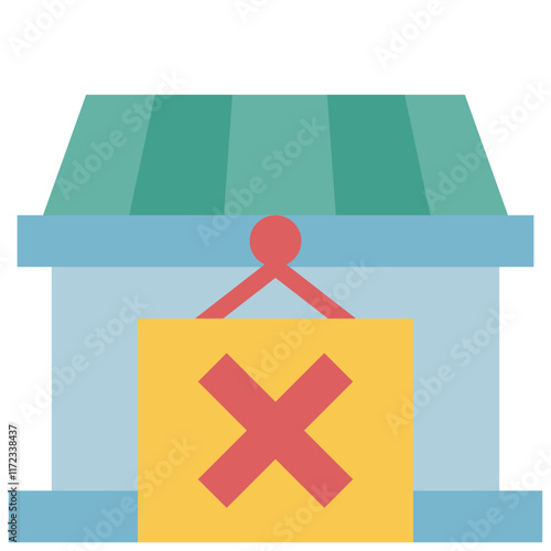 closed down flat icon