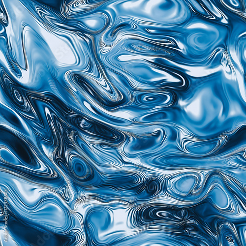 Blue Liquid Metal Seamless Pattern
