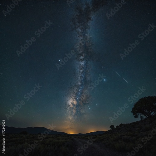 A clear night sky filled with countless stars and the Milky Way. photo