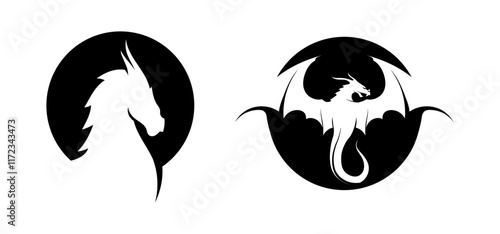 Dragon vector icon illustration imagine animal fantasy reptile flying