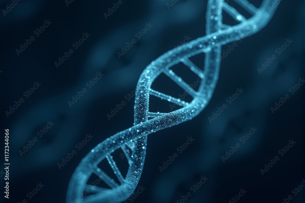 Digital background with a stylized representation of a DNA strand made of digital data, biotechnology, genetics, science. Digital background with a stylized representation of a DNA strand made of digital data, biotechnology, genetics, science.