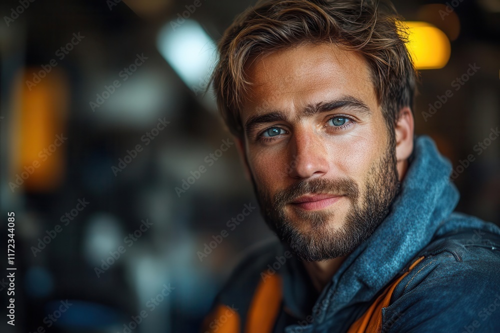skilled male auto mechanic confidently posing in a sleek welllit modern auto repair shop surrounded by tools and machinery reflecting professionalism and expertise skilled male auto mechanic confidently posing in a sleek welllit modern auto repair shop surrounded by tools and machinery reflecting professionalism and expertise