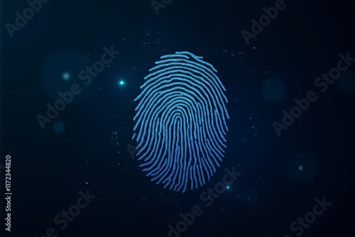  Digital background with a stylized representation of a fingerprint made of digital data, biometrics, security, identity.