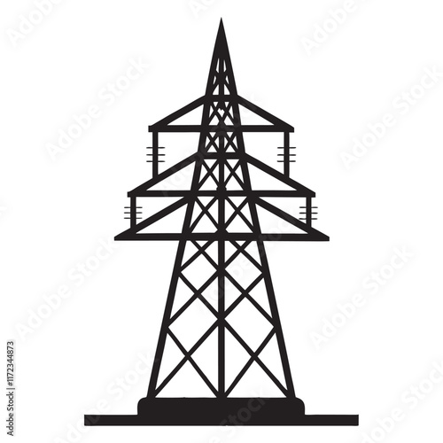 Print
Power tower silhouette Vector illustration Transmission tower icon set Isolated on white background
