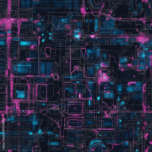 Techno Grid Seamless Pattern