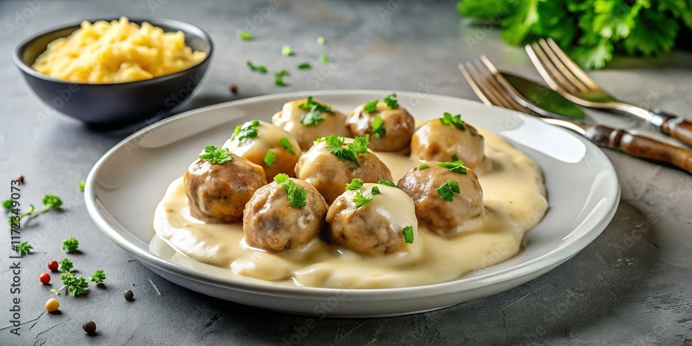 Creamy Swedish Meatballs with Mashed Potatoes - Scandinavian Food Creamy Swedish Meatballs with Mashed Potatoes - Scandinavian Food