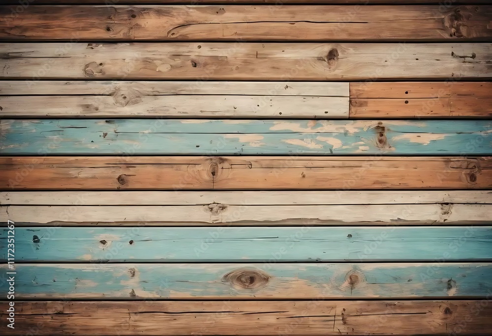 Obraz premium Weathered Wooden Planks Horizontal Pattern Background