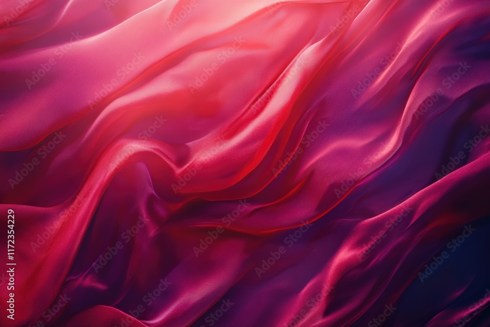 Obraz premium Luxurious deep burgundy silk satin texture elegant drapery fabric close-up soft lighting artistic perspective