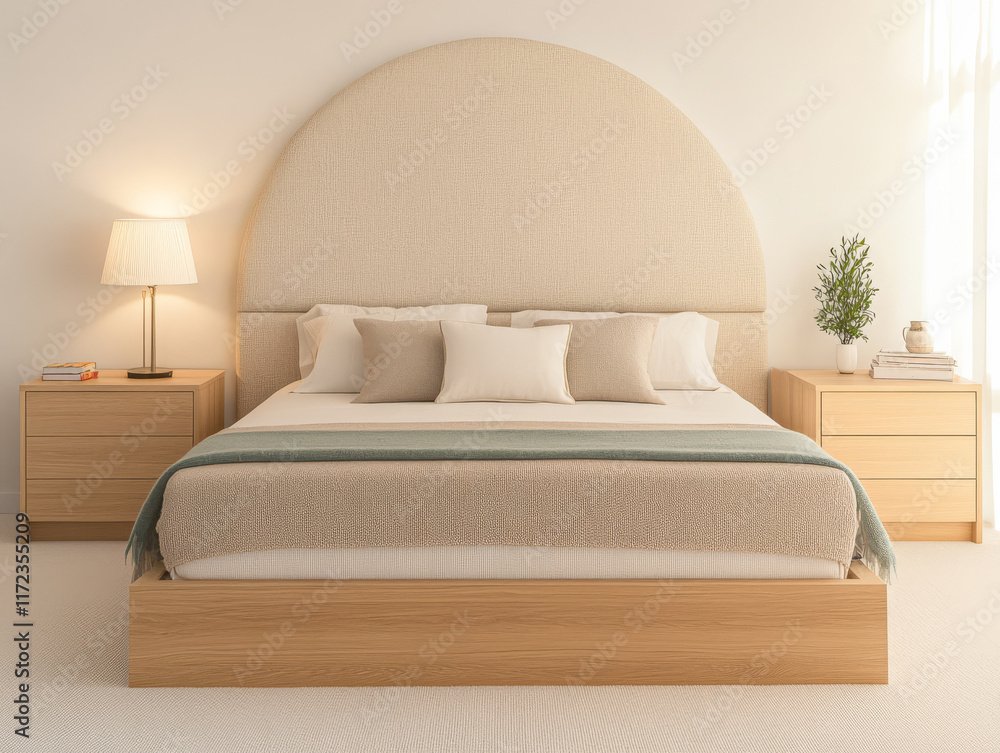 Cozy modern bedroom with simple decor and warm lighting for relaxation Cozy modern bedroom with simple decor and warm lighting for relaxation