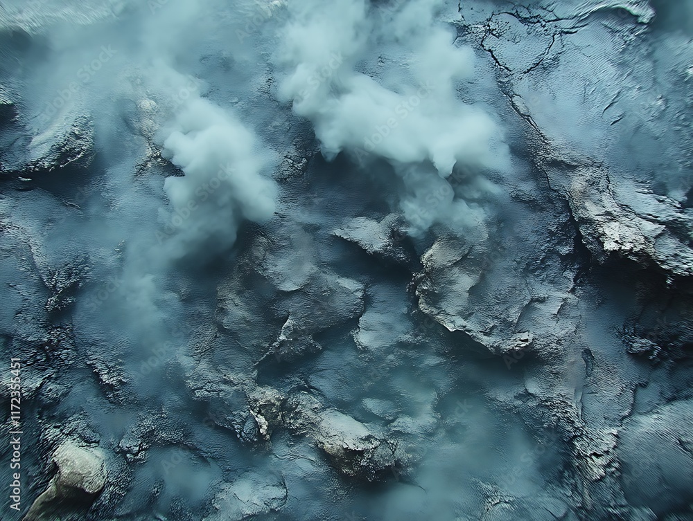 Steaming geothermal mud, close-up view. Steaming geothermal mud, close-up view.