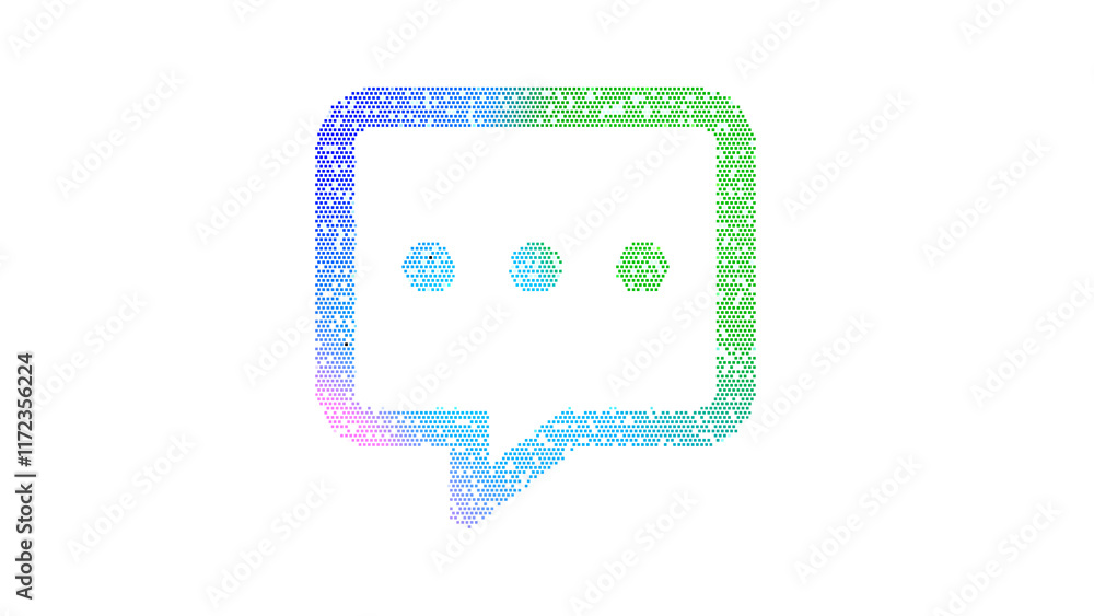 Icon comment dots is made up of LED square shapes. There are bright diodes and there are black dead diodes Icon comment dots is made up of LED square shapes. There are bright diodes and there are black dead diodes