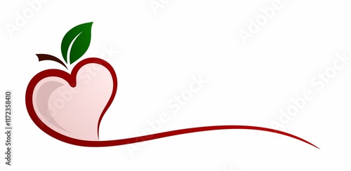 The symbol of stylized red apple with leaf.