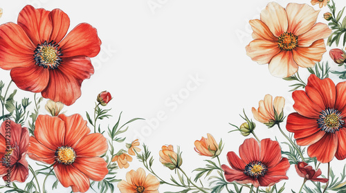 Elegant wedding invitation card background vector. Minimal hand painted watercolor botanical flowers texture template background. Design for wedding, vip cover, poster, rsvp moderncard.Valentine's Day