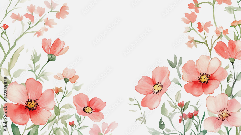 Elegant wedding invitation card background vector. Minimal hand painted watercolor botanical flowers texture template background. Design for wedding, vip cover, poster, rsvp moderncard.Valentine's Day Elegant wedding invitation card background vector. Minimal hand painted watercolor botanical flowers texture template background. Design for wedding, vip cover, poster, rsvp moderncard.Valentine's Day