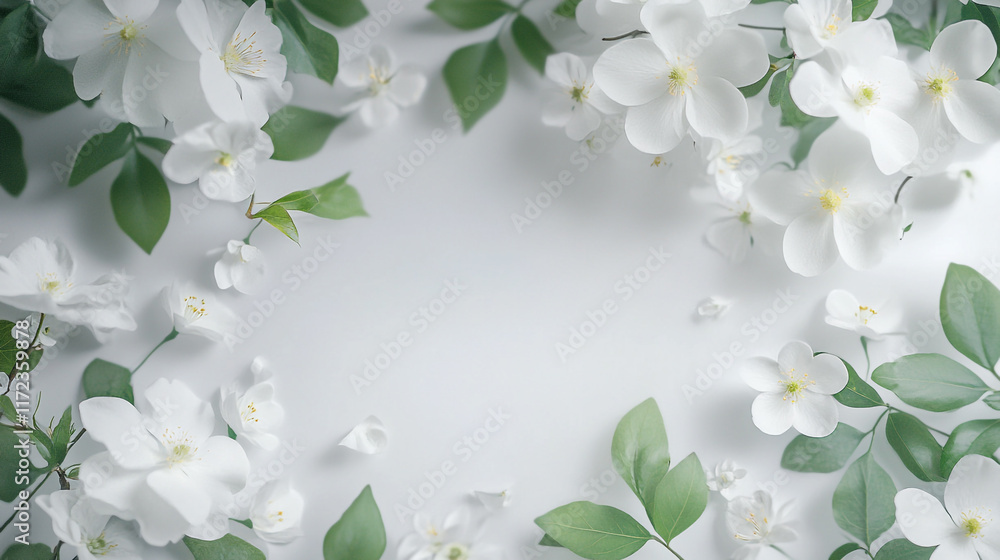 Elegant white floral arrangement empty space for text, Delicate white textured backdrop adorned and daisies and other blossoms forming. Elegant white floral arrangement empty space for text, Delicate white textured backdrop adorned and daisies and other blossoms forming.