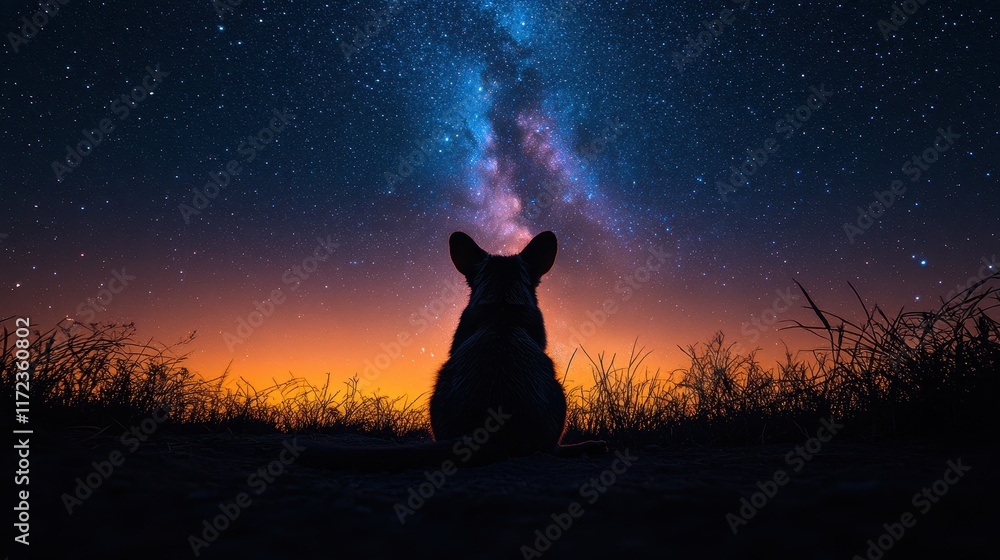 Fototapeta Bandicoot silhouetted against the Milky Way in the night sky