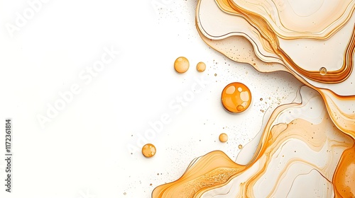 Artistic fluid abstract design digital creation colorful orange patterns minimalist background top-down view modern aesthetic