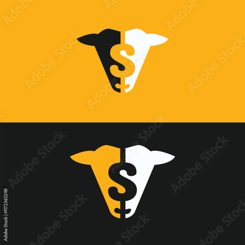 S cow head logo design vector, cow  emblem, cow head illustration, farming logo