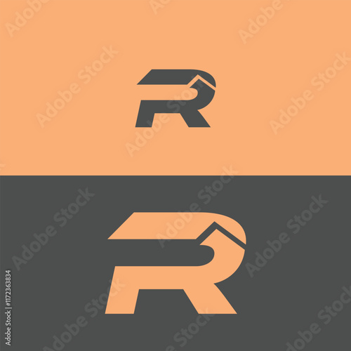 Letter R and Home logo Design. Vector Illustration.