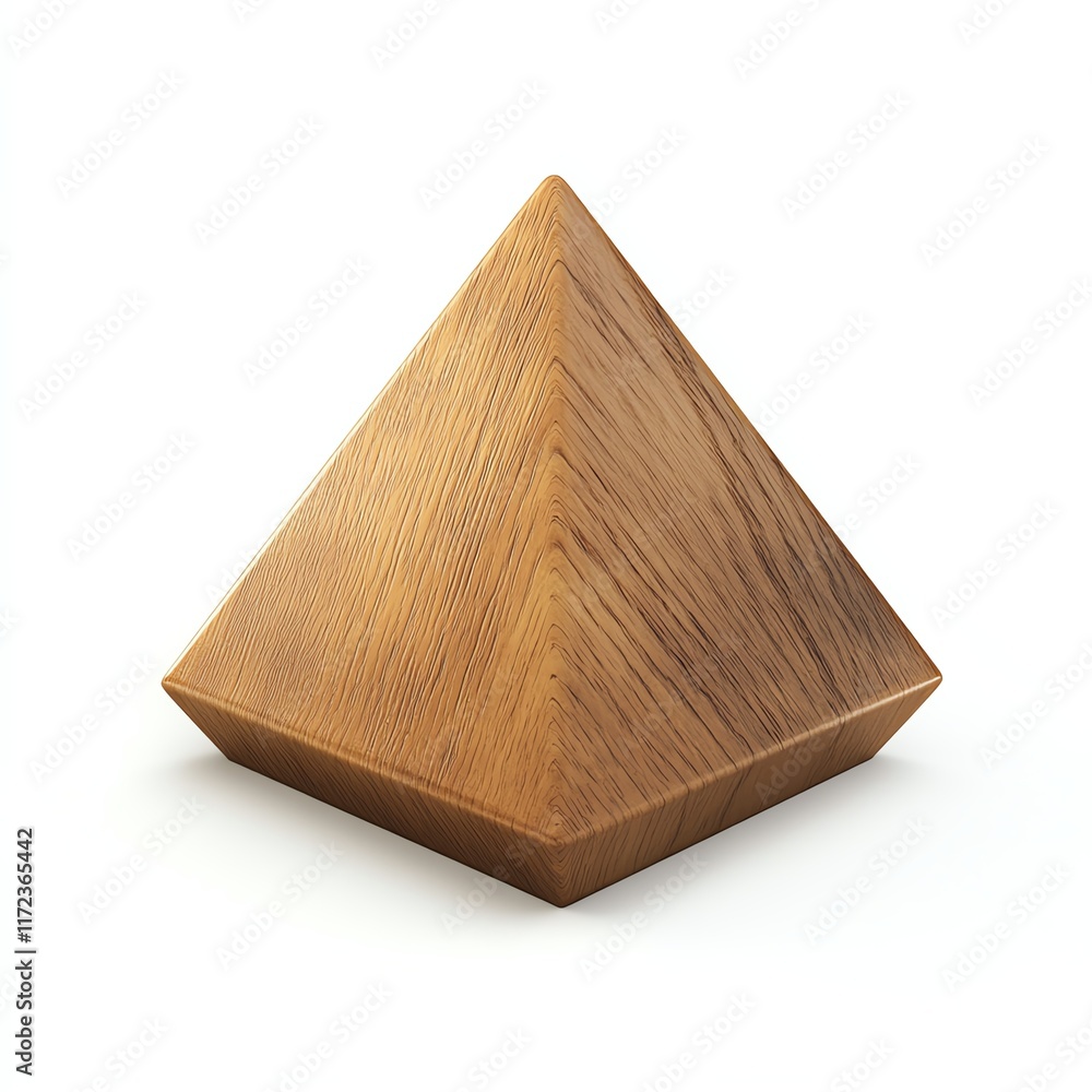 Wooden pyramid sculpture, white isolate background Wooden pyramid sculpture, white isolate background