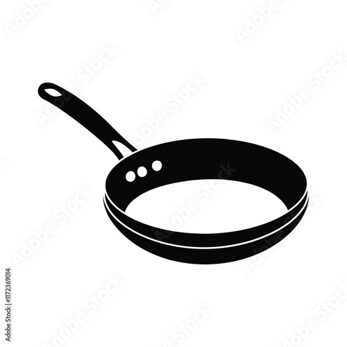 Fry pan vector silhouette illustration black color