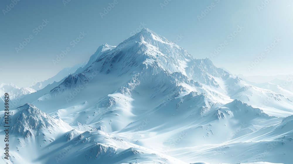 Obraz premium Majestic Snowy Mountain Peak Winter Landscape 8K Ultra HD