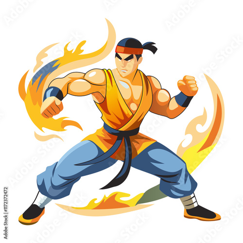 A flat illustration of professional kungfu man 

