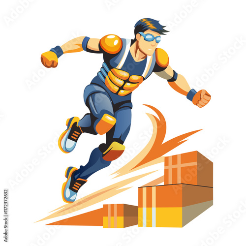 Action hero illustration in flat style 

 photo