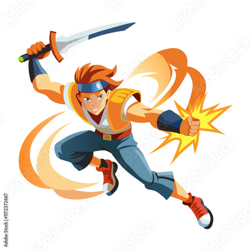 Gaming fighter illustration in flat style 

