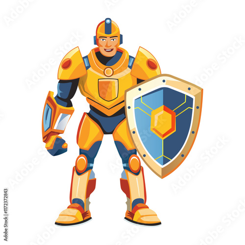 A flat style illustration of an armoured protector 

