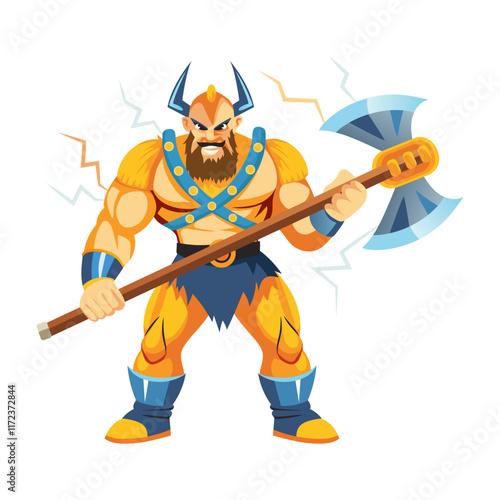 A flat illustration of viking warrior 