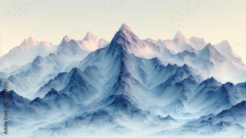 Wallpaper Mural Majestic Mountain Range Blue Hues 8K Landscape Nature Serenity Torontodigital.ca