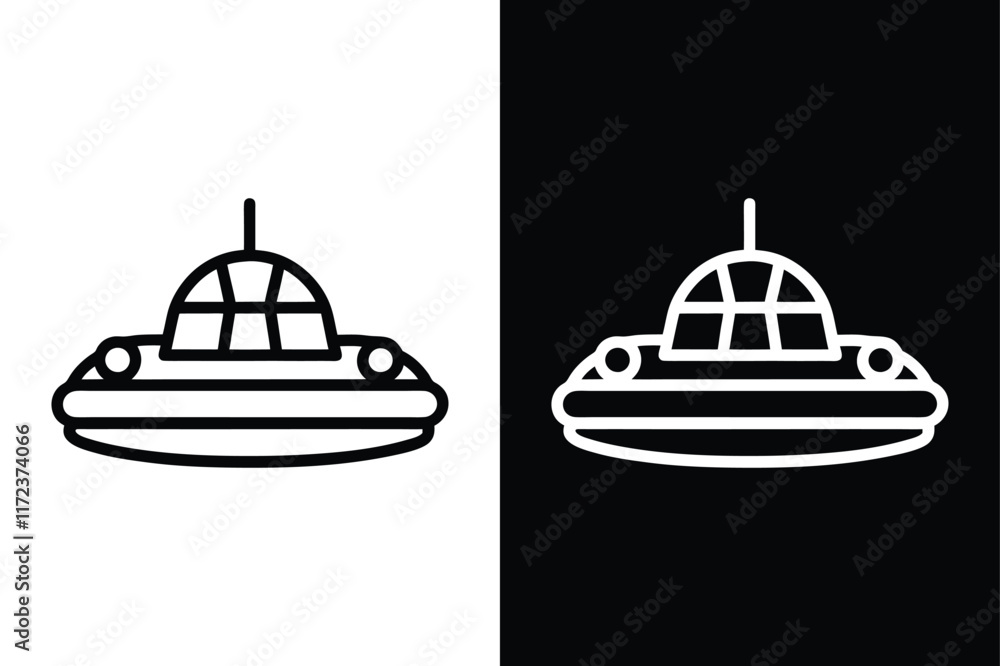 Fototapeta premium Glide Over Water. Simplistic Hovercraft Outline Icons for Design Projects