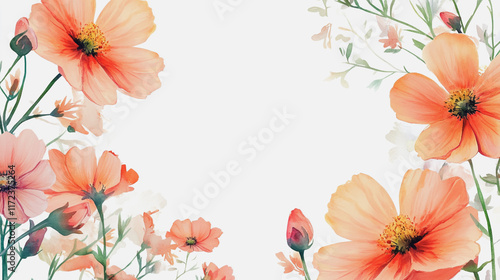 Elegant wedding invitation card background vector. Minimal hand painted watercolor botanical flowers texture template background. Design for wedding, vip cover, poster, rsvp moderncard.Valentine's Day