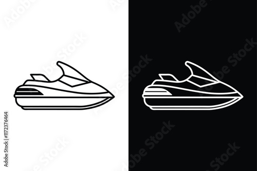 High-Speed Fun. Jet Ski and Motorboat Icon Logos for Creative Projects