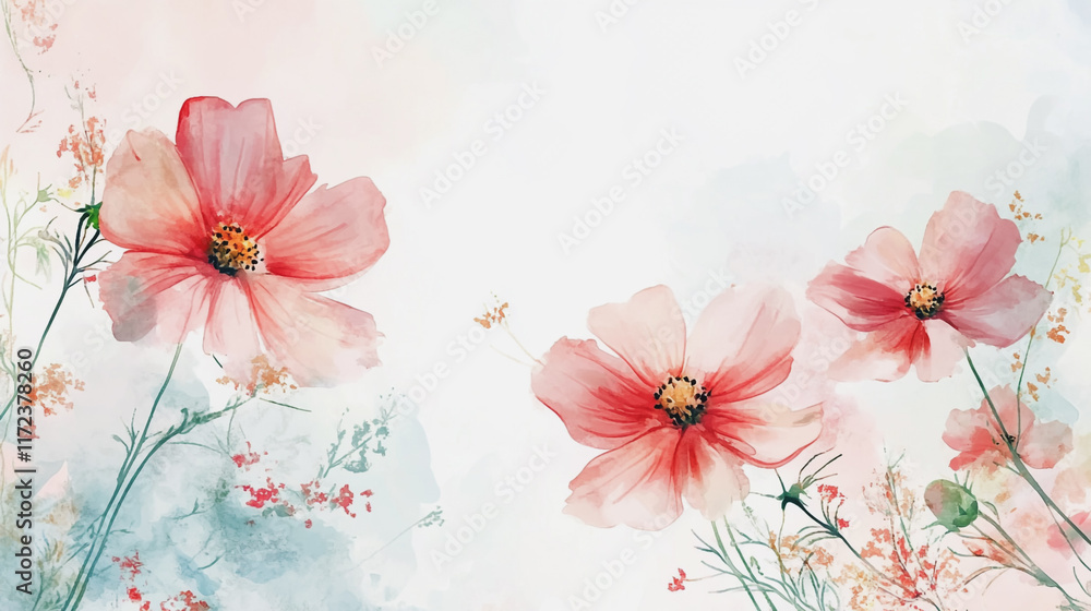 Elegant wedding invitation card background vector. Minimal hand painted watercolor botanical flowers texture template background. Design for wedding, vip cover, poster, rsvp moderncard.Valentine's Day Elegant wedding invitation card background vector. Minimal hand painted watercolor botanical flowers texture template background. Design for wedding, vip cover, poster, rsvp moderncard.Valentine's Day
