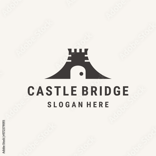 bridge castle simple modern logo vector design template