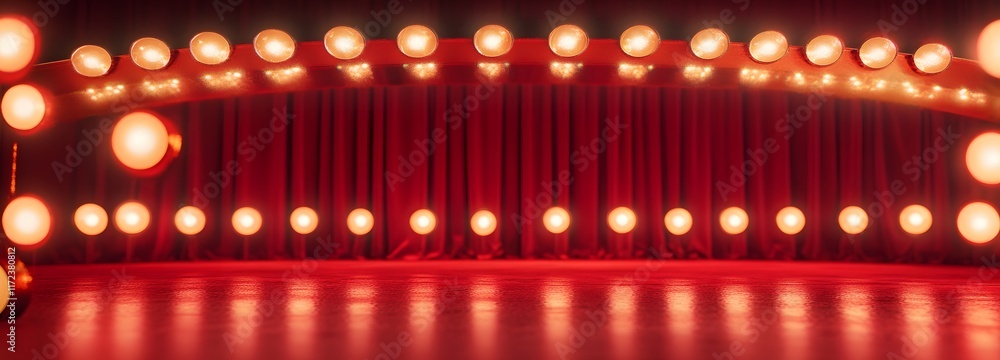 A soft red velvet background with glowing lights, centered empty space for text A soft red velvet background with glowing lights, centered empty space for text