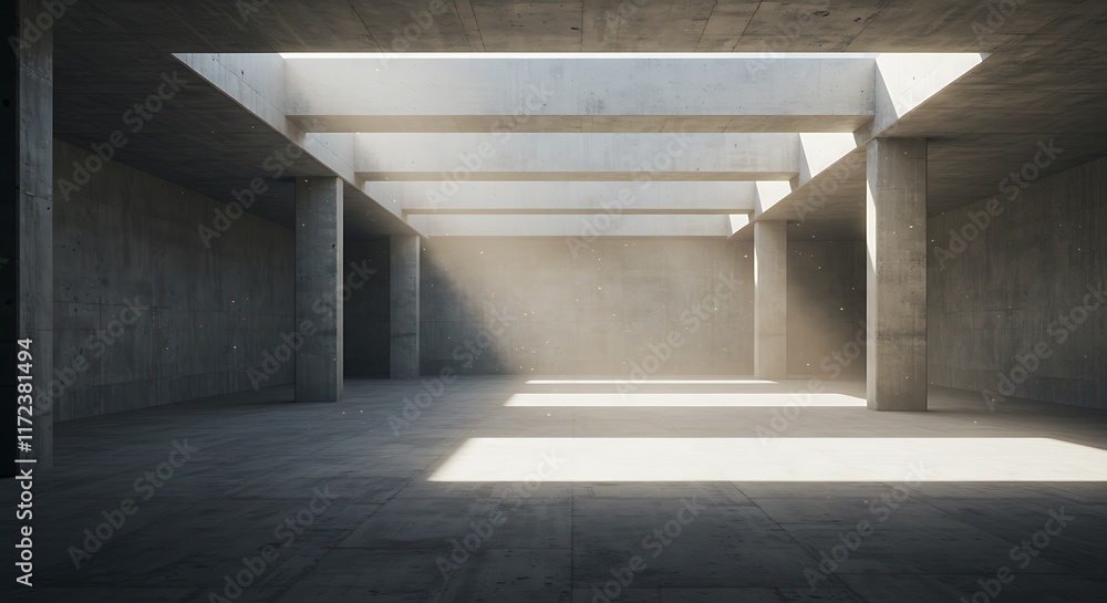 Obraz premium empty concrete open space interior with sunlight 