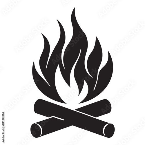 
Campfire icon silhouette illustration White background Burning bonfire with a large flame for camping Illustration of a fire icon Campfire silhouette vector
