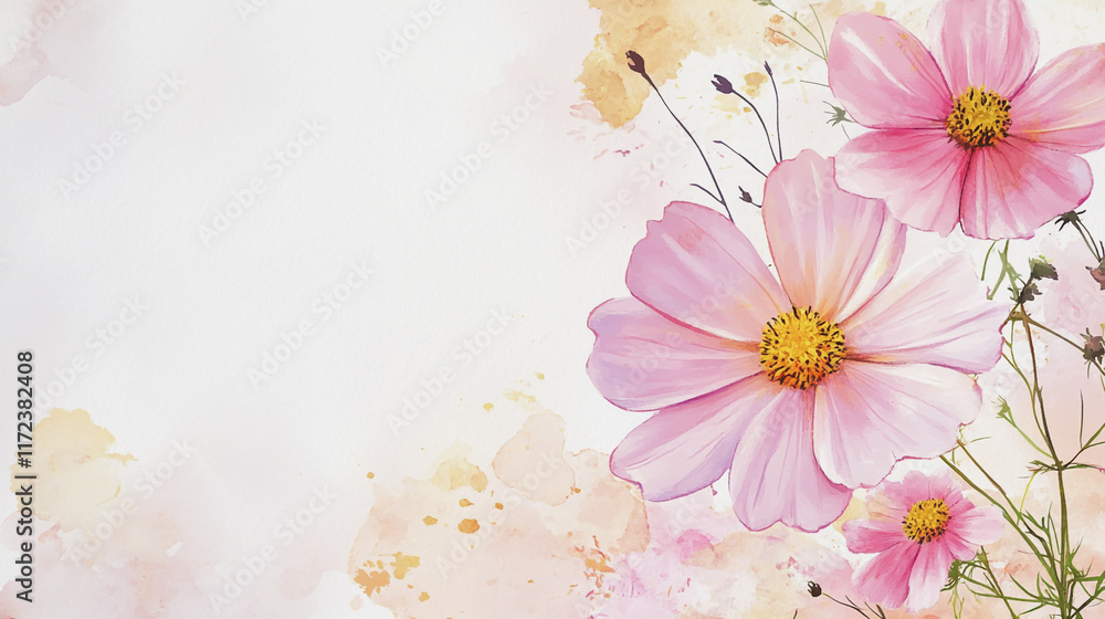Elegant wedding invitation card background vector. Minimal hand painted watercolor botanical flowers texture template background. Design for wedding, vip cover, poster, rsvp moderncard.Valentine's Day Elegant wedding invitation card background vector. Minimal hand painted watercolor botanical flowers texture template background. Design for wedding, vip cover, poster, rsvp moderncard.Valentine's Day