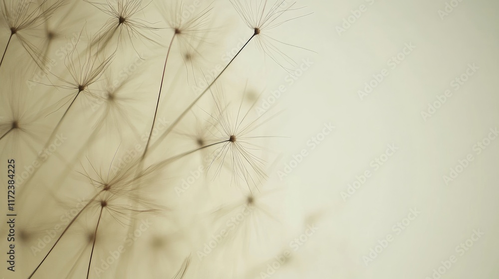 Delicate dandelion seeds against a soft light background creating a serene and airy aesthetic. Delicate dandelion seeds against a soft light background creating a serene and airy aesthetic.