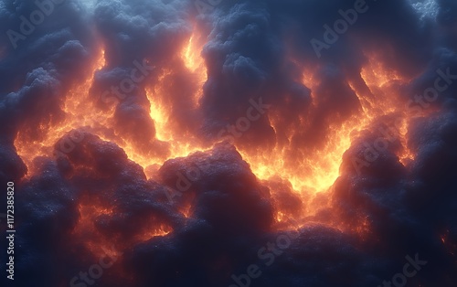 Wallpaper Mural Fiery orange and yellow light bursts through dark, ominous clouds. Torontodigital.ca