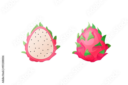 vector clipart dragon fruit isolated on transparent background. 