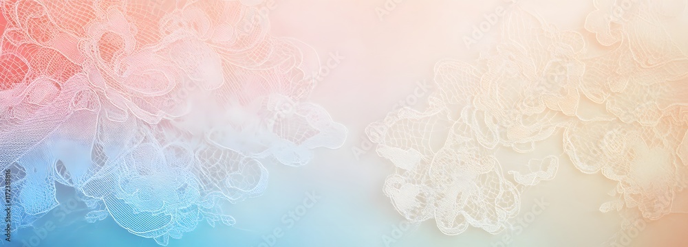 A soft pastel background with delicate lace patterns and empty space in the center for text A soft pastel background with delicate lace patterns and empty space in the center for text