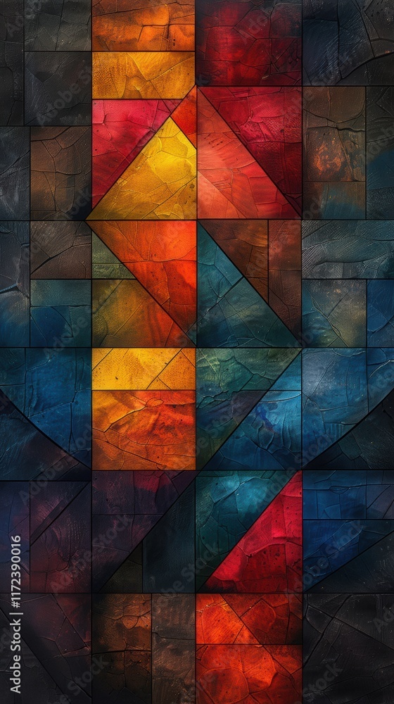Fototapeta premium Abstract Geometric Art Colorful Triangle Square Pattern 8K HD Texture