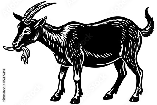 Male billy mountain goat vector art illustration