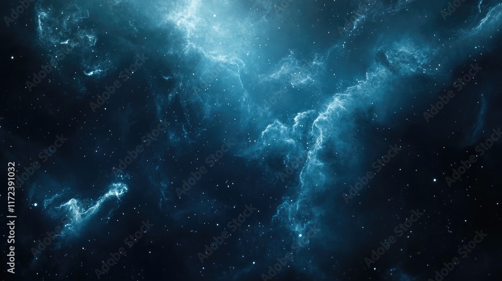 Fototapeta premium Mystical nebula cluster glowing in deep space showcasing vibrant cosmic clouds and scattered stars in a tranquil celestial backdrop